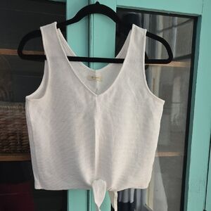 Madewell Cream Tie-Front Cropped Tank Top